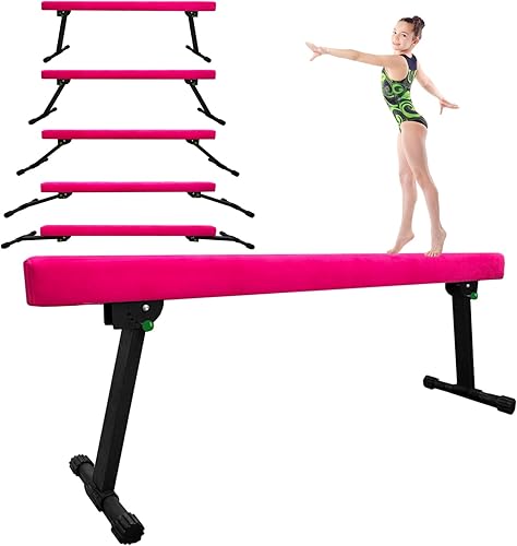 Miniatura 19 de Viga de equilibrio de 2,4 m ajustable y plegable ultrasimple, equipo de gimnasia de barra de piso alto y bajo de ante, no requiere herramientas