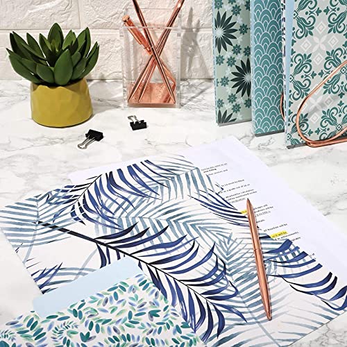 24-Pack Decorative File Folders Bulk, 6 Cute Floral Designs, 1/3 Cut Tabs, Heavyweight Letter Size, Blue, Teal, Green, Pretty School Office Supplies (9.5X11.5 In) #TOP2