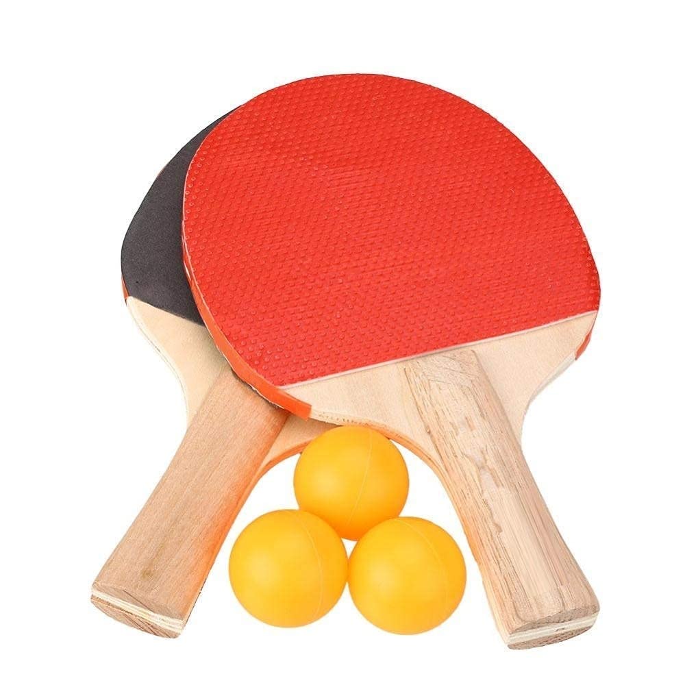 Twiclo Wooden Table Tennis Set 2 Racquets 3 Ping Pong Balls (Multi Color,1pc)
