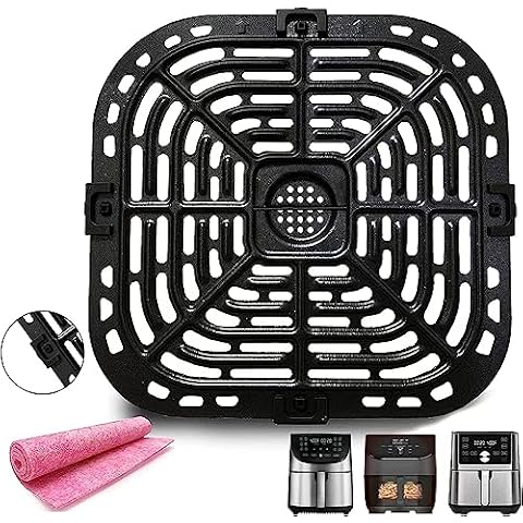 HEISENLIN Air Fryer Crisper Plate Tray for Instants Vortex Plus 6 Quart Air Fryers, Upgraded Nonstick Air Fryer Rack Grill Pan Plate Tray with Rubber Tabs for Instants 6QT Air Fryer, Dishwasher Safe Cover
