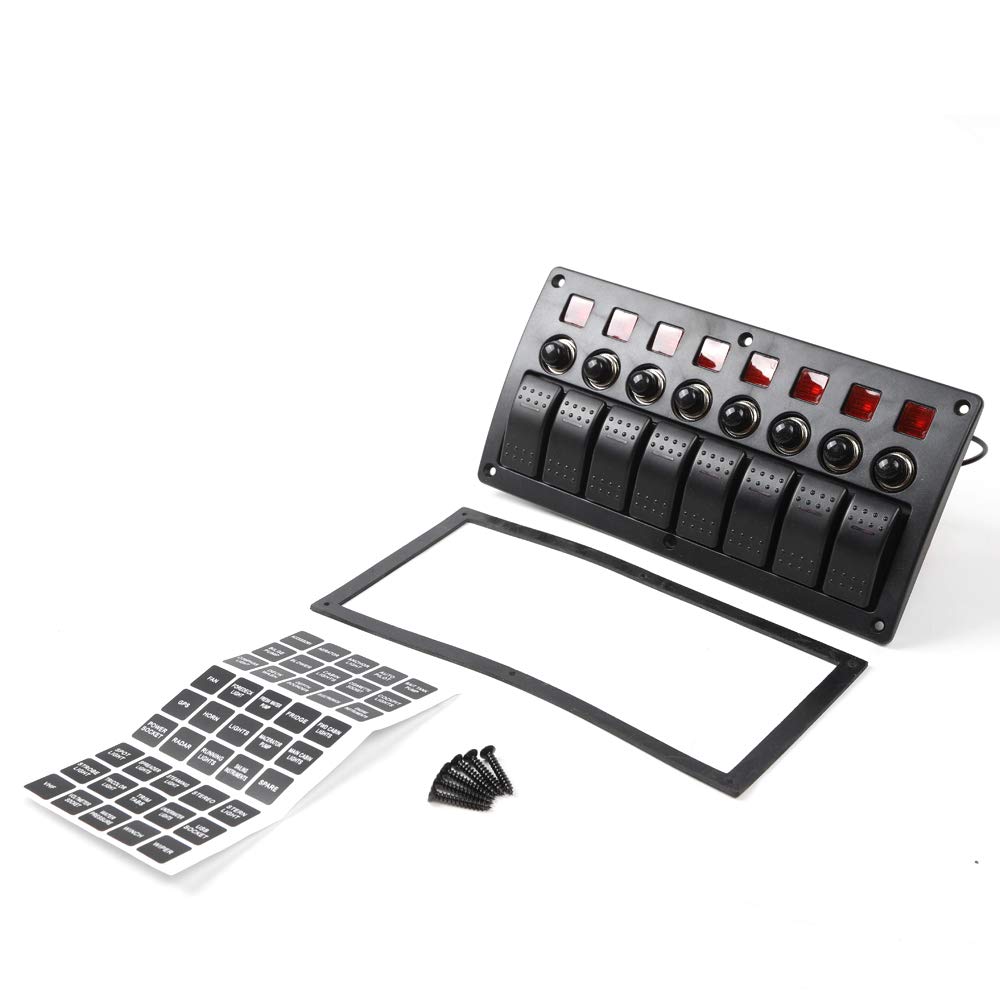 Caja de interruptores de 12 V/24 V, 8 marchas, panel de conmutación LED, interruptor basculante, panel de conmutación para coche, autobús, barco, resistente al agua IP65, ABS PC PBT, control de panel
