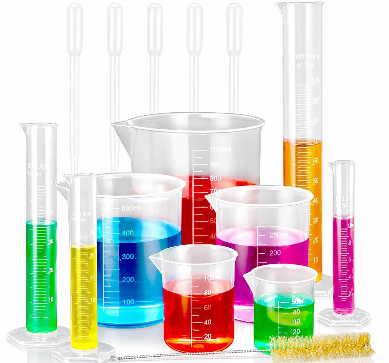 moveland Plastic Graduated Cylinders and Beakers for DIY and Science Lab