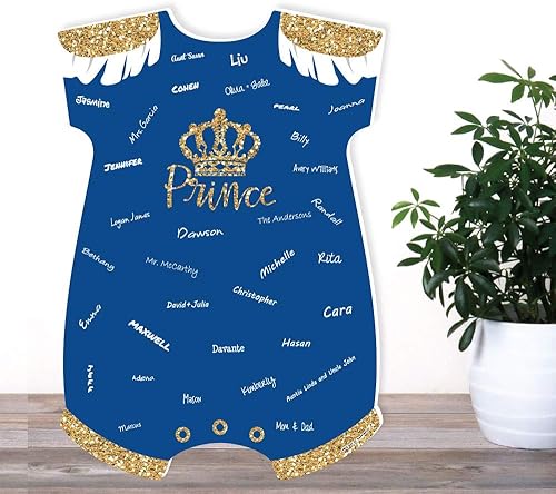 Miniatura 3 de Big Dot of Happiness Royal Prince Charming - Body para bebé con texto en inglés "Baby Show", alternativa al libro de visitas para baby shower,