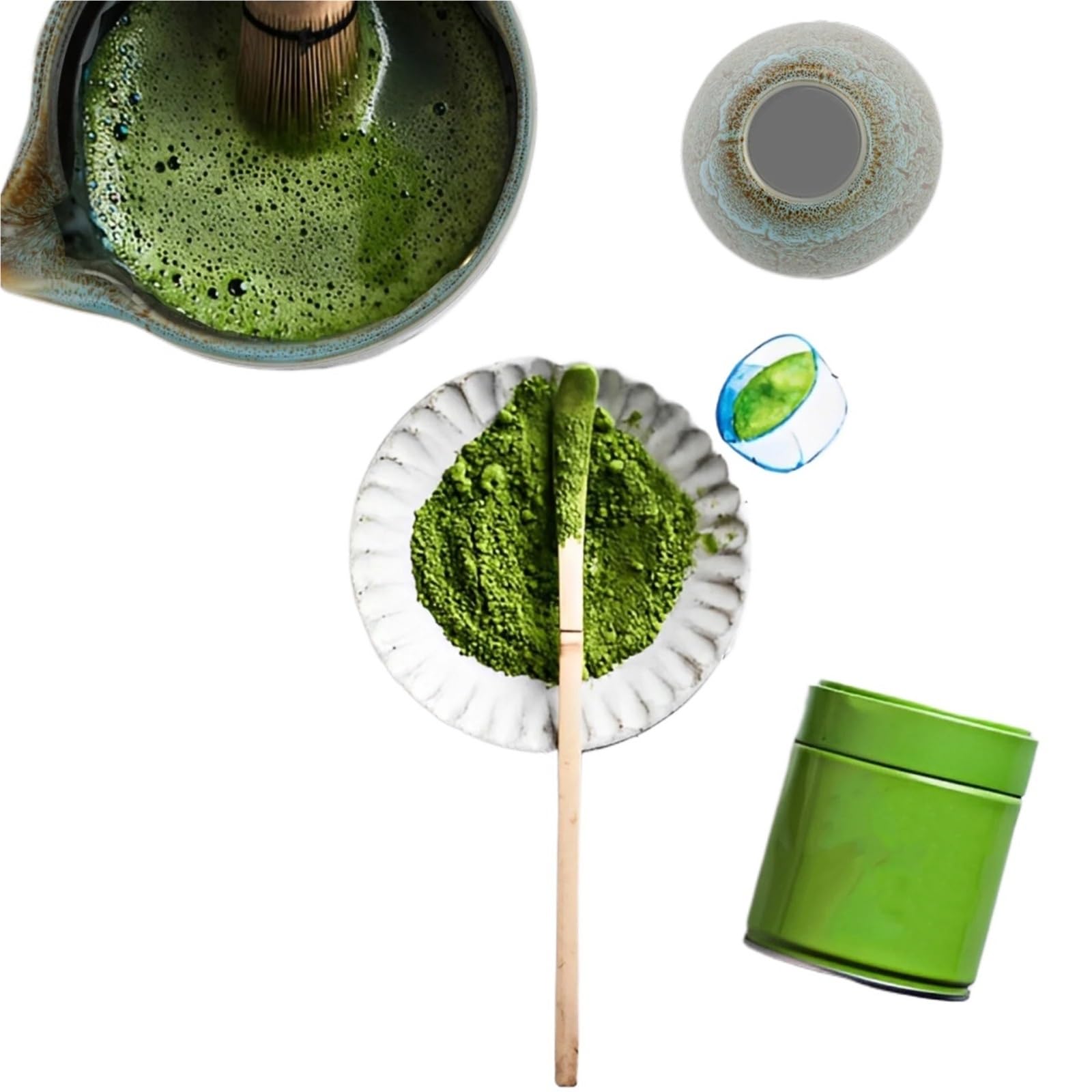 Matcha-Tee-Set Keramik-Matcha-Schüssel Und Schneebesen-Set, Robust, Elegant, Leicht Zu Reinigen, Matcha-Rührschüssel-Set, Hitzebeständig, Tee-Set(Kiln turns blue)