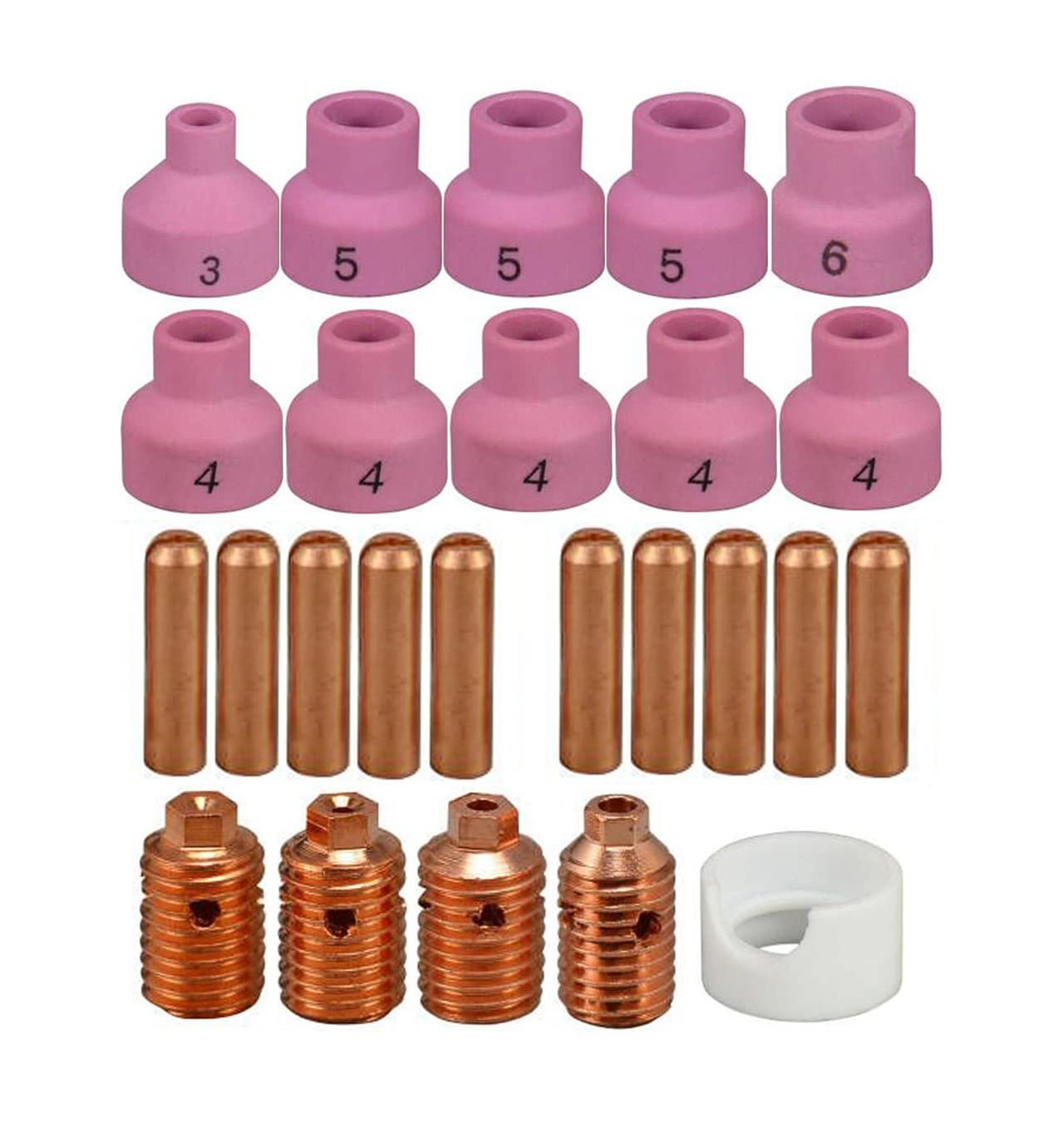 RIVERWELD TIG Collet Bodies 53N17 53N15 .020", 53N18 53N16 .040", 53N19 53N14 1/16", 24CB332 24C332 3/32" Alumina Nozzle Ceramic Cups 53N2 Series SR