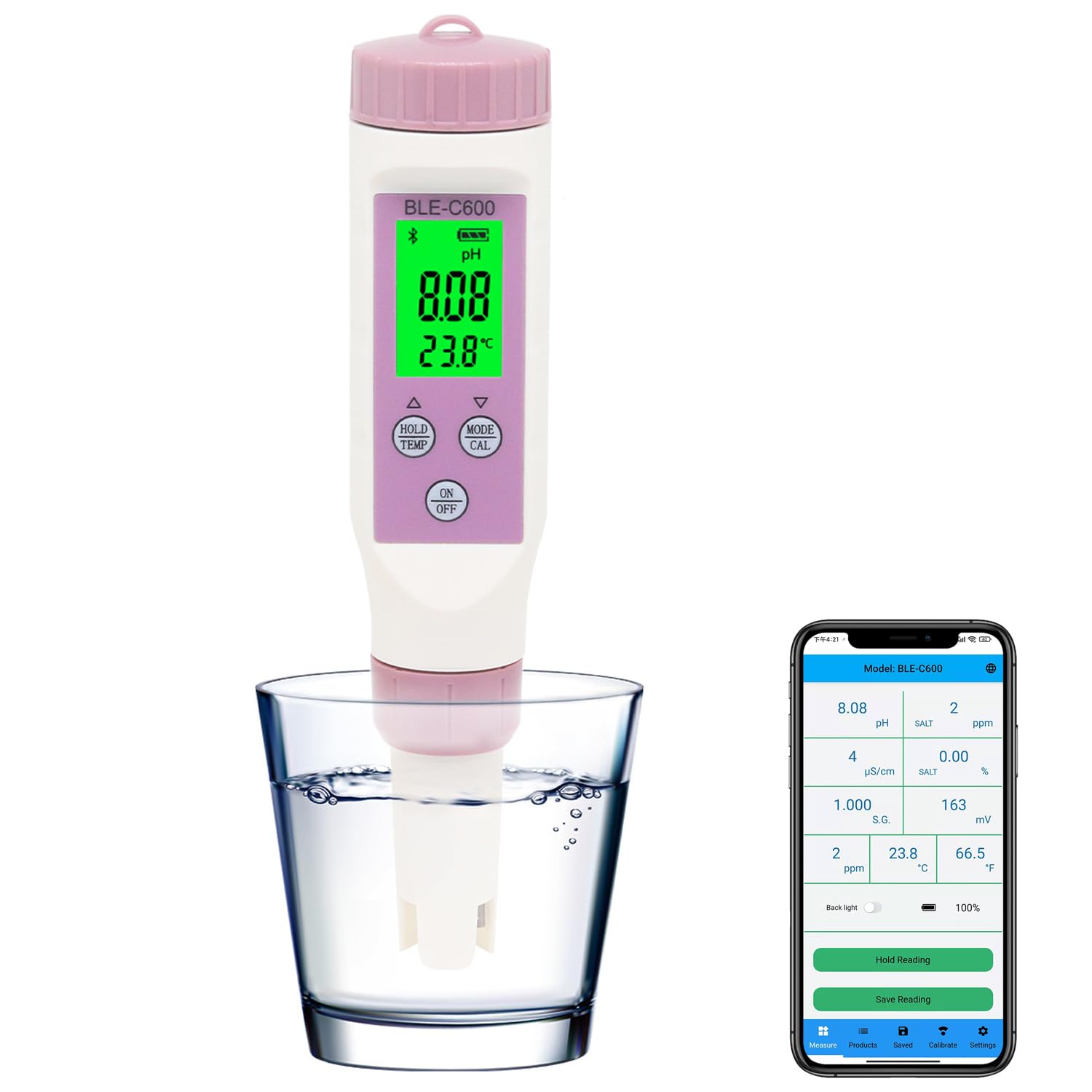 Probador digital de calidad del agua, 7 en 1, PH/TDS/EC/ORP/Salinidad/Temperatura con pantalla LCD retroiluminada, resistente al agua para agua potable, acuario, piscina