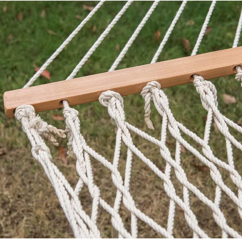 Portable Hamac en Maille tissée pour 2 Personnes hamac Traditionnel en Corde de Coton Blanc pour terrasse intérieure extérieure arrière-Cour Balcon de Jardin Balcon Voyage