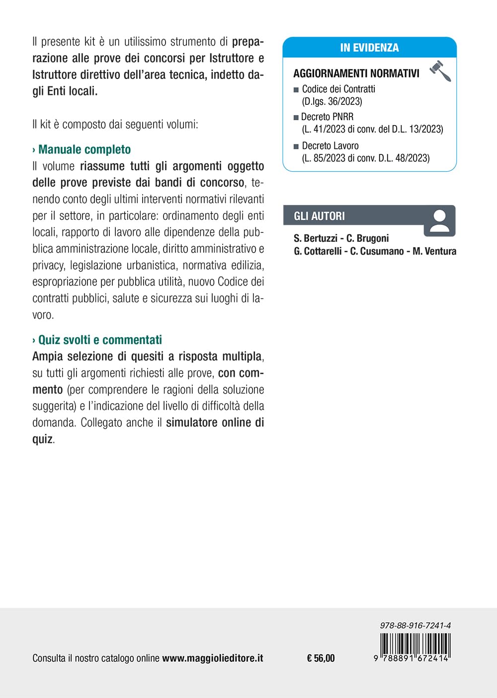 Concorso Istruttore e Istruttore Direttivo. Area tecnica Cat. C e D negli Enti locali. Kit completo. Per la preparazione al concorso