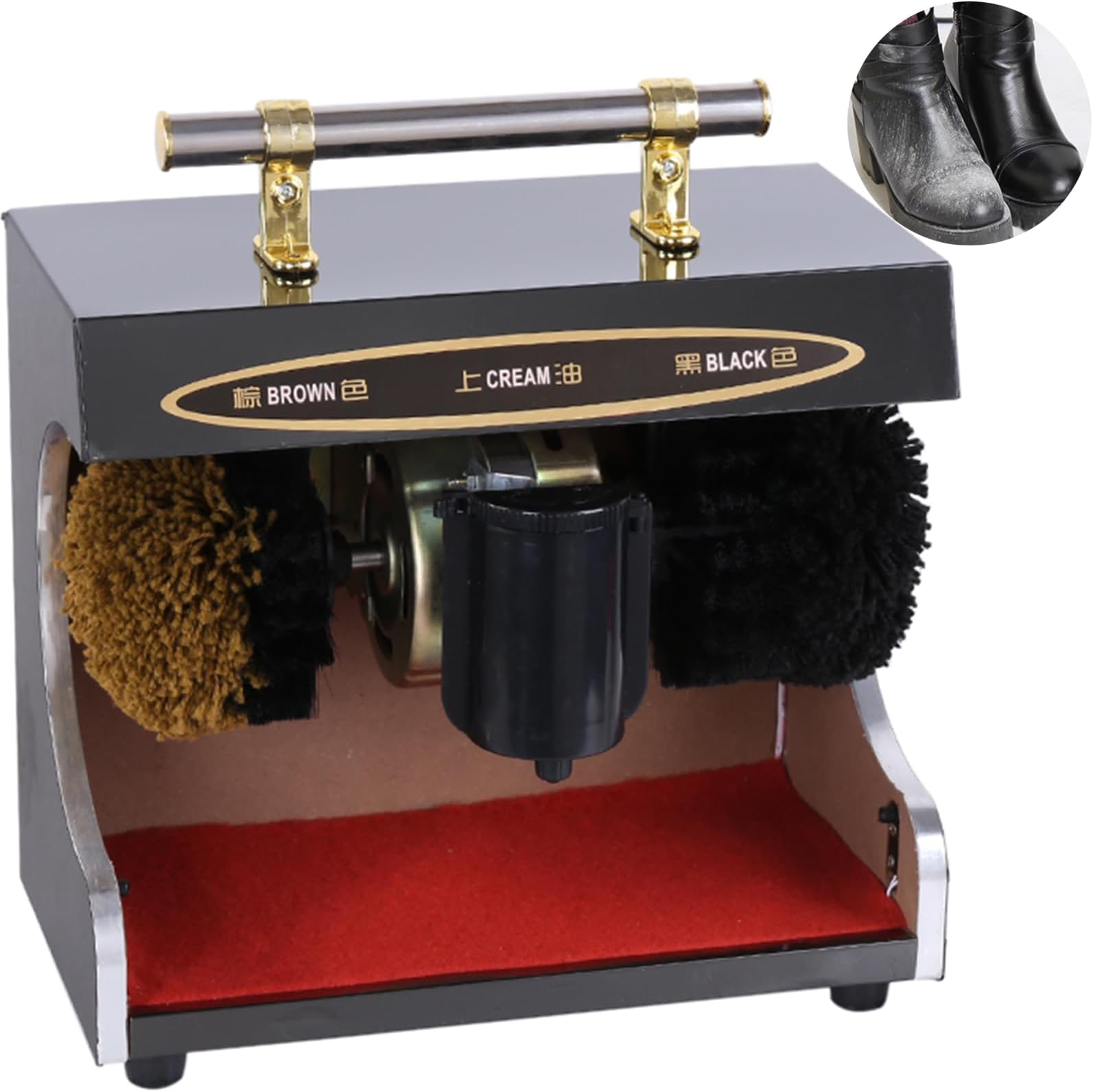 Electric Shoe Buffer, Shoe Polisher Automatic Stainless Steel Dust Removal Polishing Clean Kit for Home Hotel Bank