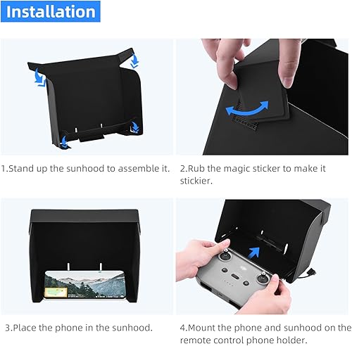 Vista 7 de HeiyRC Parasol para DJI Mini 4 Pro/AIR 3/Mini 2 SE/Mini 3 Pro/Air 2S/Mavic 3 Classic/Pro/Mini 2/Mini 3/AIR 2 RC-N1/RC-N2 Controlador
