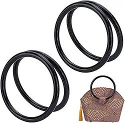 PH PandaHall 4 peças alça de bolsa redonda, alças de saco de plástico preto substituições alça decorativa alça pequena bolsa para macramê bolsa de crochê canudos praia lona fazer, 13,5 cm