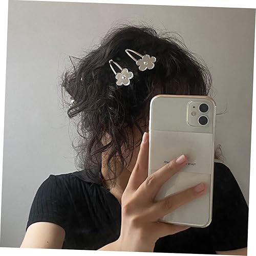 Miniatura 6 de KALLORY 2 piezas de espejo Bobby para niñas aleación de metal versátil cristal plateado pasador de moda horquillas de pelo accesorios para tocado