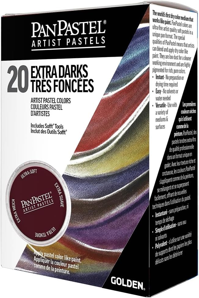 PanPastel Artist Pastels by GOLDEN, Extra Dark Shades Set, 20 Color, Professional Artist Pastels, Unique Pan Format (cake-like)