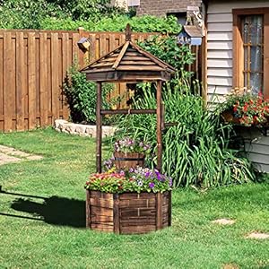 Giantex Rustic Wooden Wishing Well Planter with Hanging Bucket, Roof Shadow, Reinforced Rod, Wishing Wells for Outdoors Backyard Patio Garden Outside Decor Giantex Rustic Wooden Wishing Well Planter with Hanging Bucket Roof Shadow Reinforced Rod Wishing Wells for Outdoors Backyard Patio Garden Outside Decor