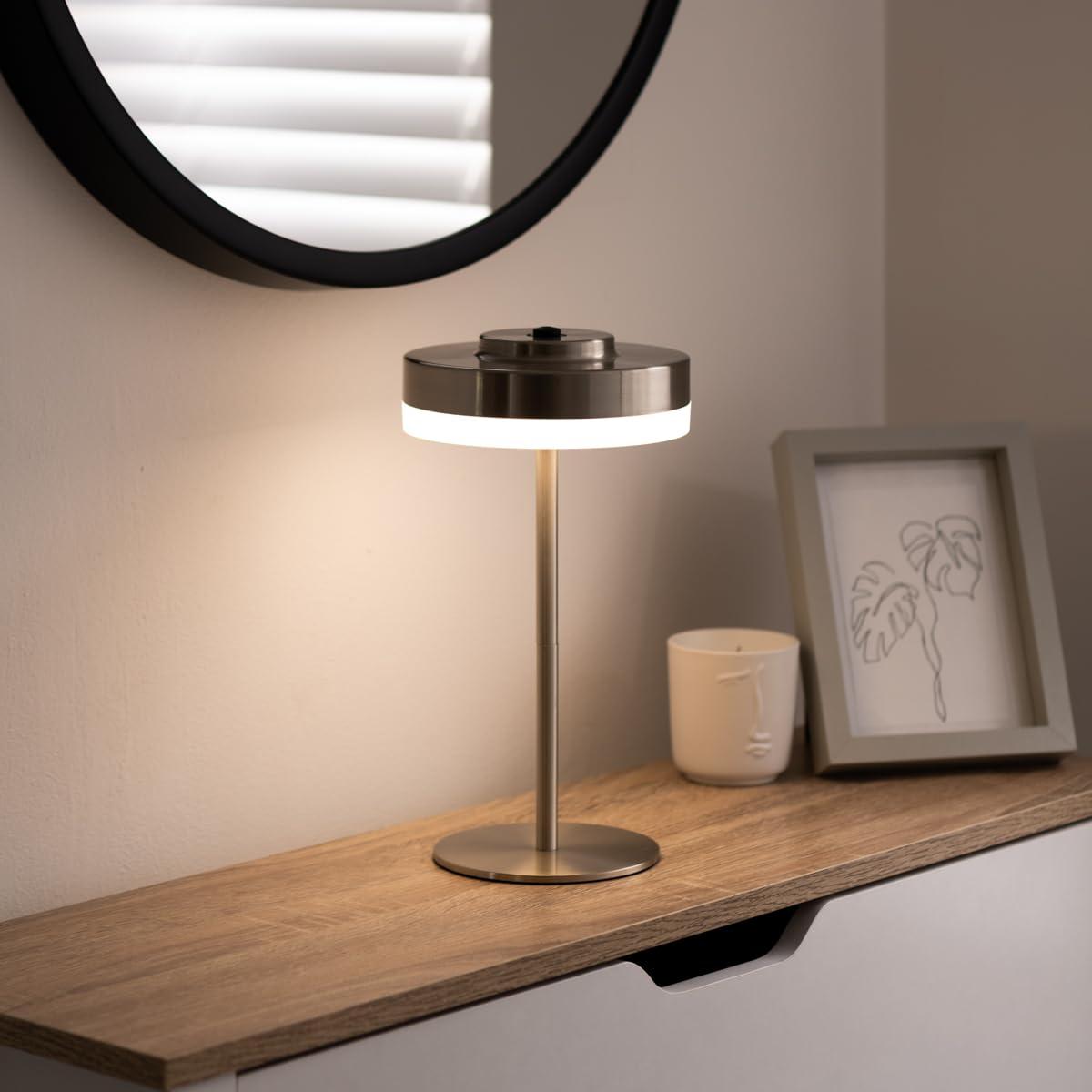 Lámpara de mesa para exteriores, recargable, inalámbrica, LED, 4000 K, blanco cálido, 3 ajustes de brillo, IP44 resistente a la intemperie Auraglow