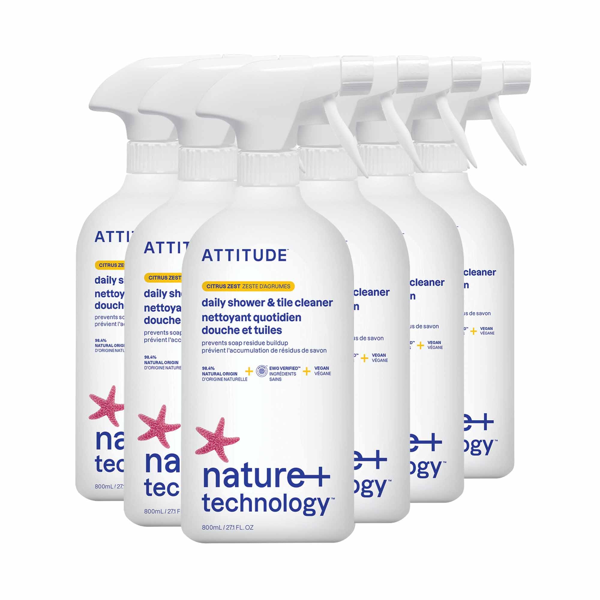 Attitude Daily Shower & Tile Cleaner, Citrus Zest, Plant Based, Cruelty Free, 27 Fluid Ounces (Pack of 1)