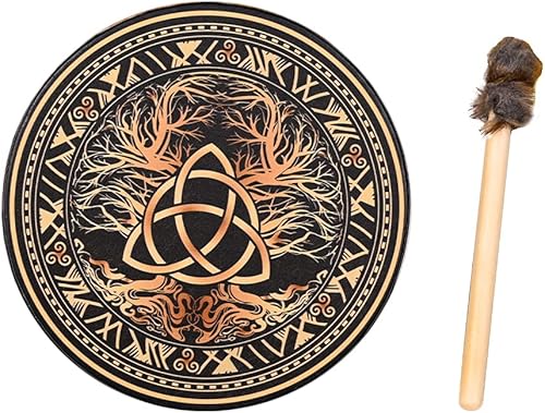 Tambor de chamán, tambor de marco de 10 pulgadas, adorno sktop, adorno de moda, tambor de chamán, árbol de la vida, herramienta de sanación de