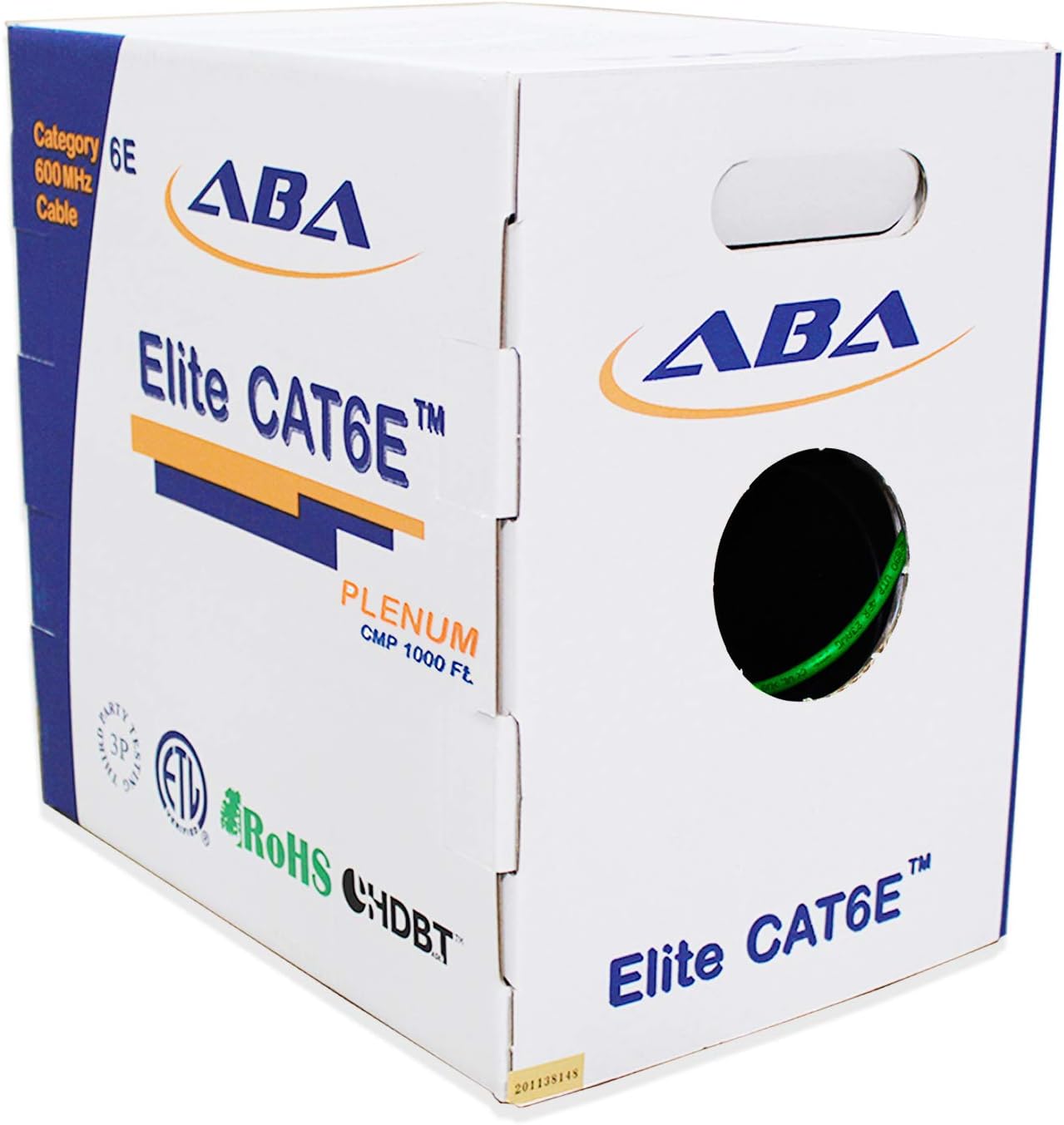 Infinity Cable Cat6e Plenum 600MHz CMP 23AWG UTP Solid 100% Pure Copper, 1000 Feet, Easy to Pull (Reelex II) Box, Green