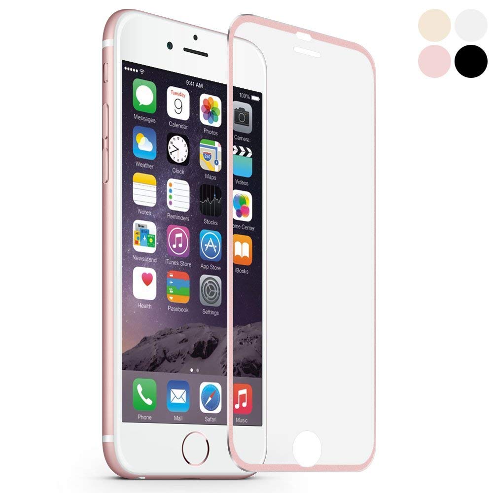 MuStone Screen Protectors for iPhone 6 6s, 3D Screen Protector Full Coverage Tempered Glass Screen Protector Case Friendly Metal Edge to Edge replacement for iPhone 6 6s Film 4.7'' (Metal Rose Gold)