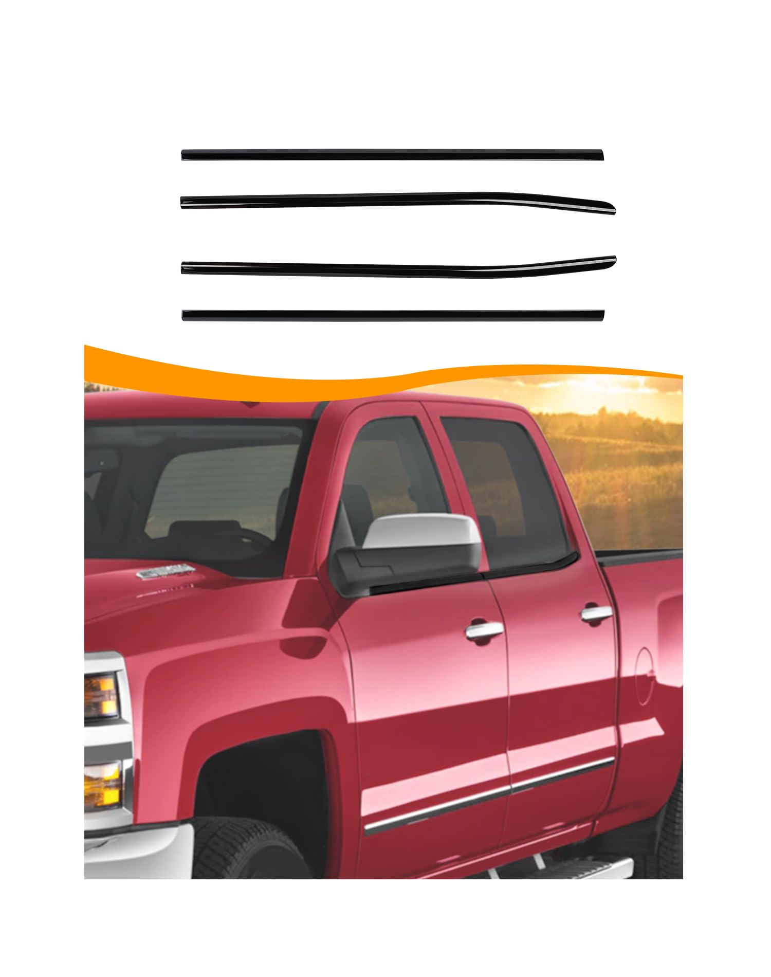 Hoolcar Lower Window Trim Cover Molding Window Bottom Outer Frame Strip Compatible with Chevrolet Silverado GMC Sierra 2014-2018, Exterior Accessories, Black