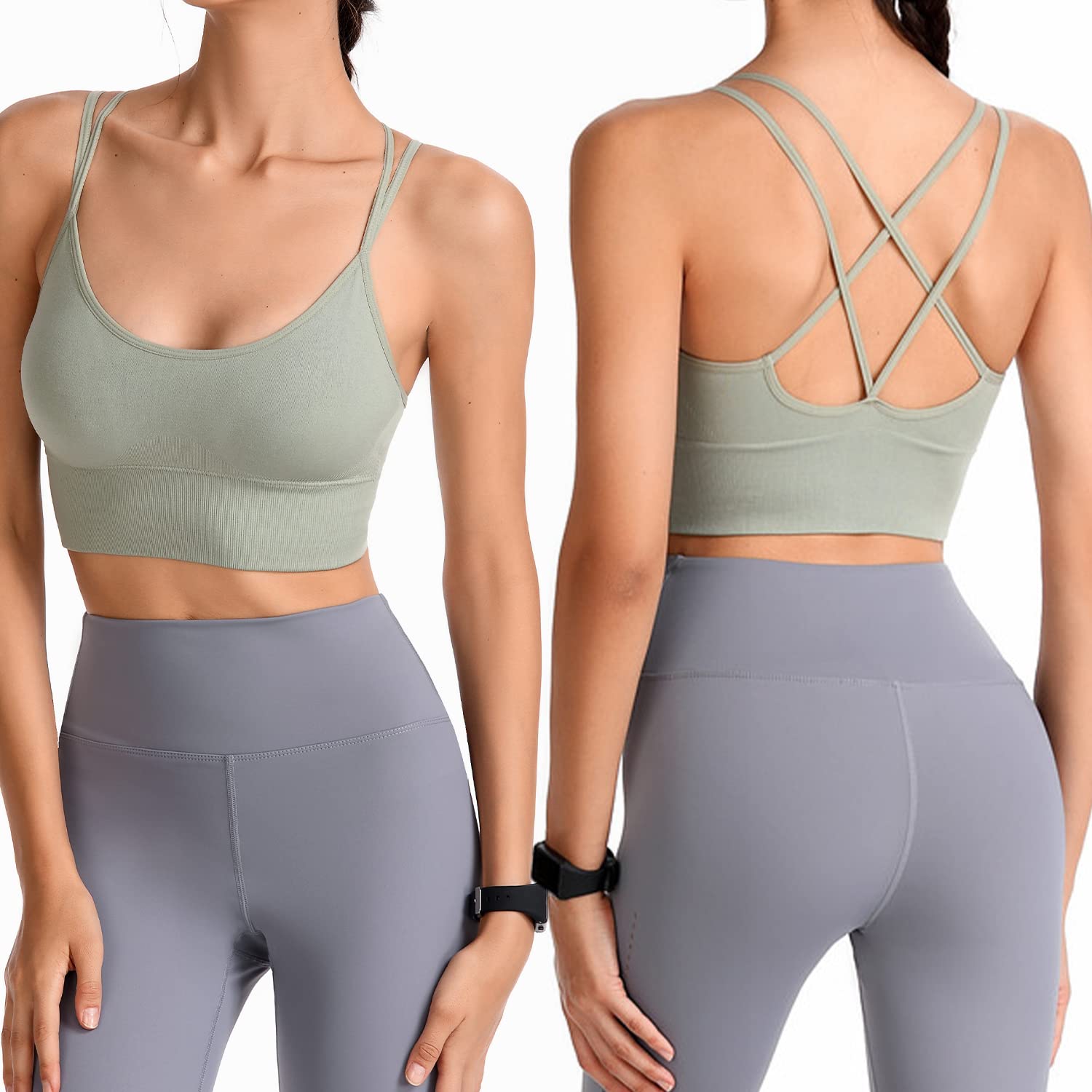 HANERDUN Sujetador Deportivo para Mujer Cómodos Tirantes Finos con Almohadillas Extraíbles para Yoga, Gimnasio Correr