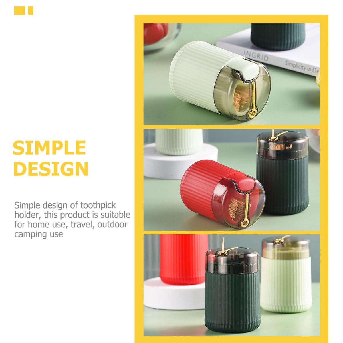 Mikinona 3pcs Toothpick Holder Toothpick Dispenser Cotton Swabs Holder Tooth Pick Case Toothpick Container Picks Dispenser Toothpick Organizer Toothpick Jar Toothpicks Case Sticks Holder Pp