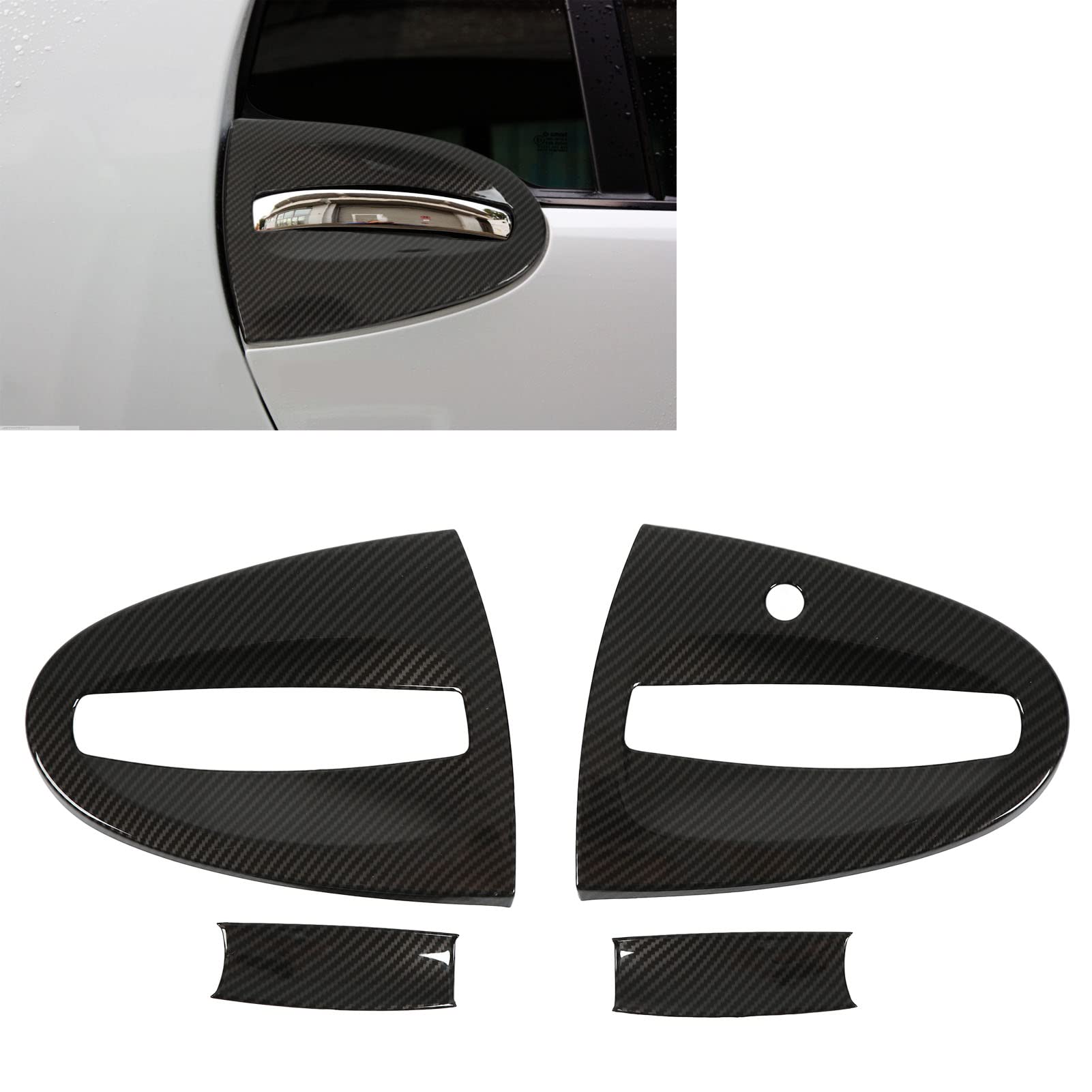 Carbonio Smart Smart 451 Carbon 4 Pezzi Di Toppe Per Maniglie Esterne Per Auto, Copri Maniglia Smart 451, Copertura Maniglie Porta Smart 451