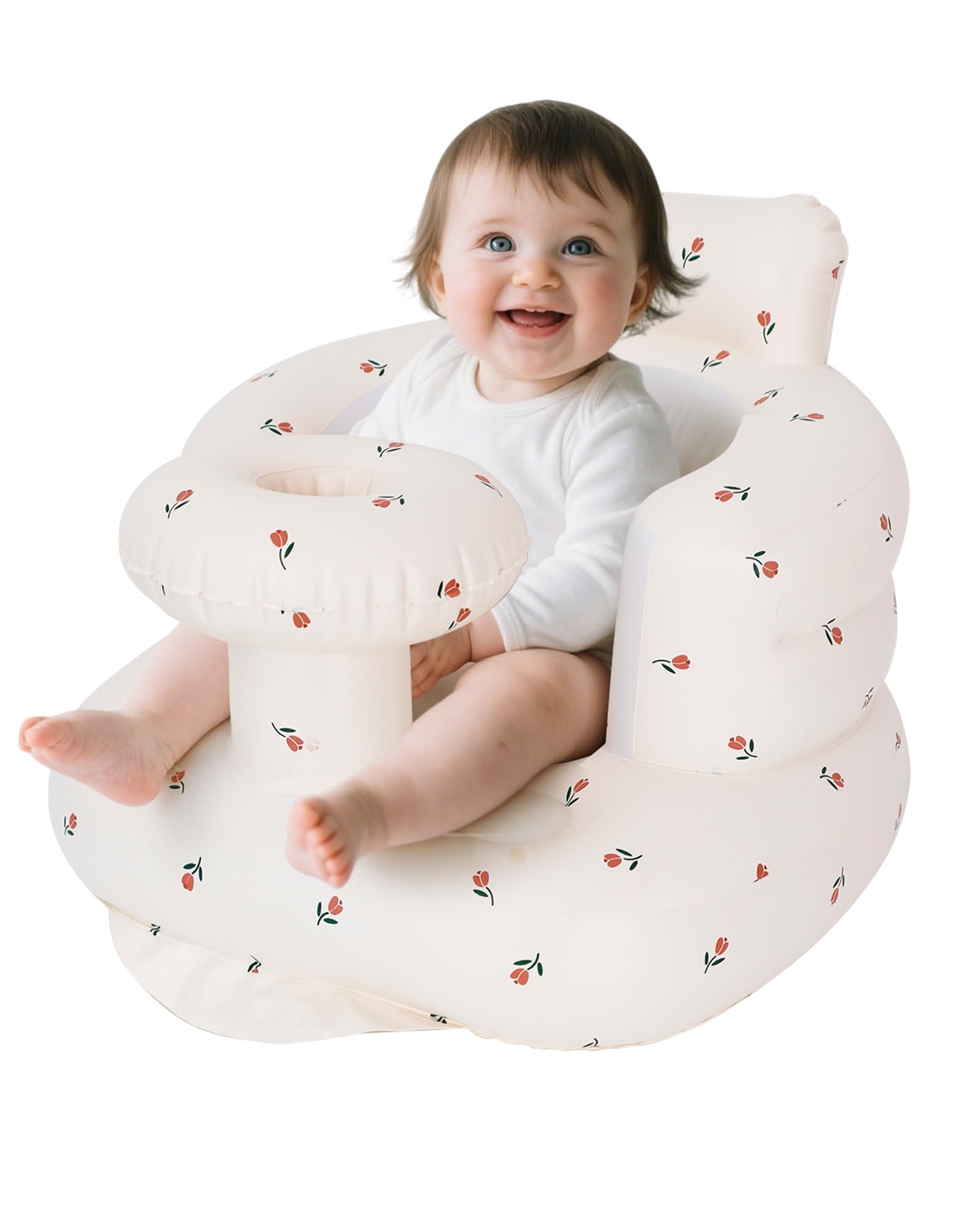 AirSwim Aufblasbarer Babysitz mit Tablett, aufblasbarer Babystuhl für Babys ab 3 Monaten, tragbarer aufblasbarer Stuhl mit eingebauter Luftpumpe, Säuglingsbodensitze zum Sitzenlernen, Palying, Camping