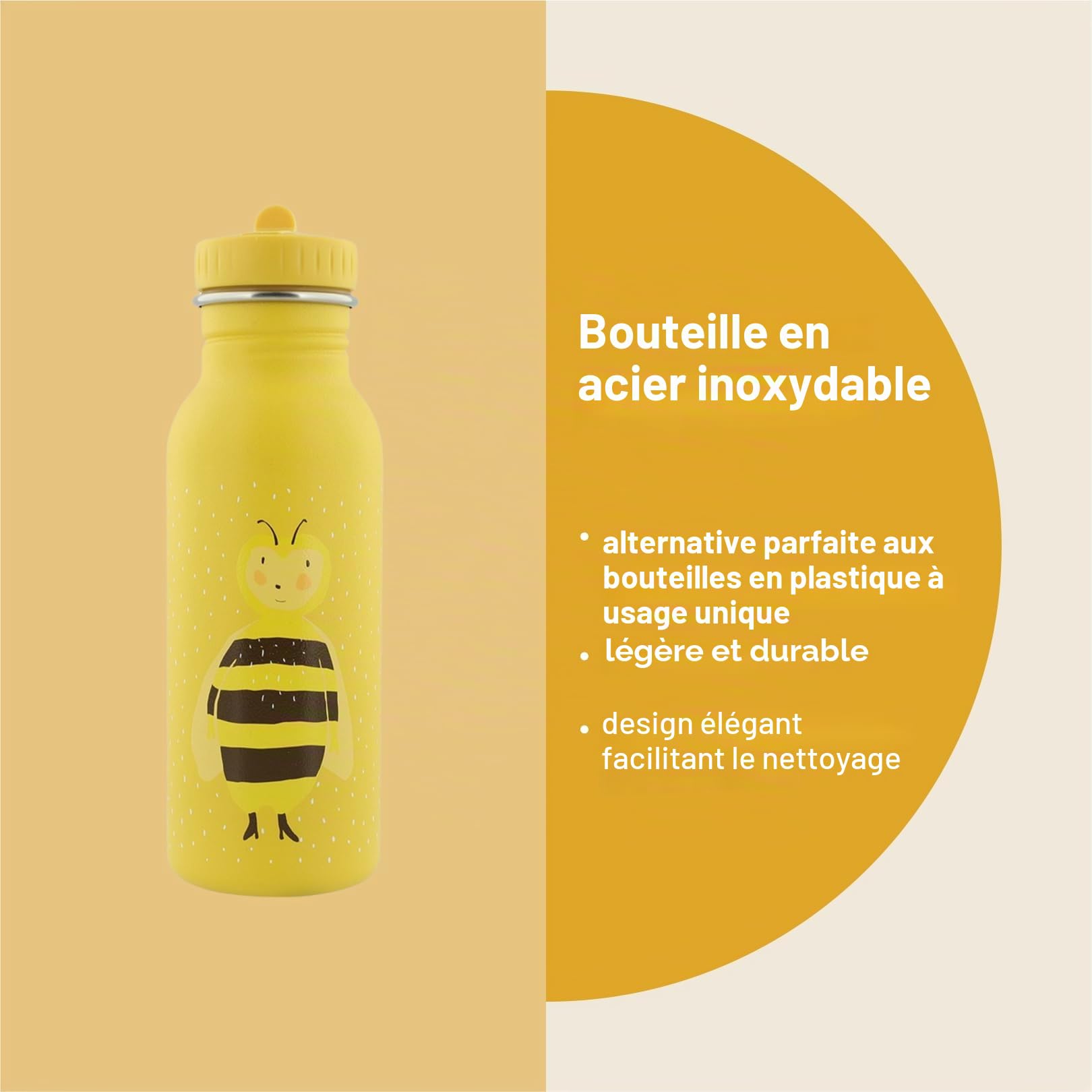 Trixie - Gourde pour Enfants en Acier Inoxydable 500ml - Mrs. Bumblebee (Bourdon)