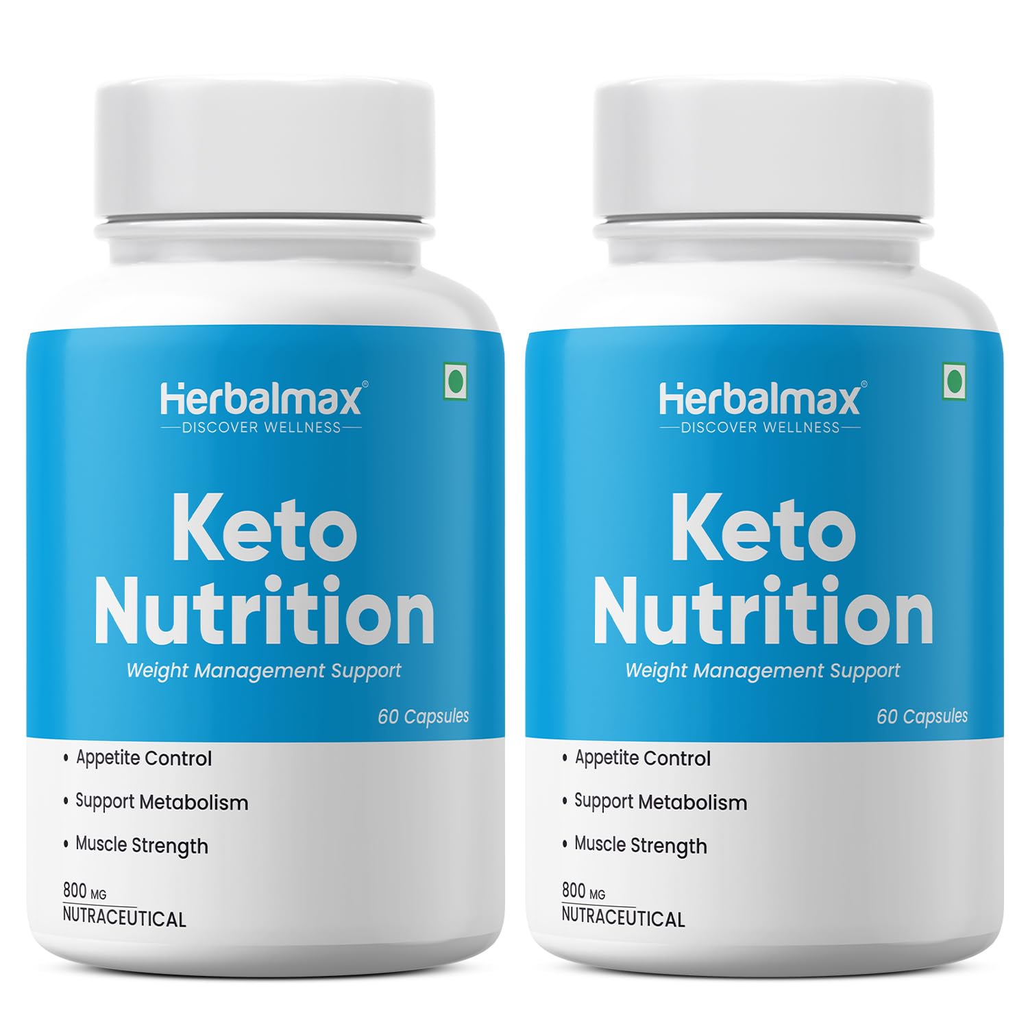 Herbal Max Keto Nutrition Weight Management | Supports Effective Weight Loss, Fat Burning, Belly Fat Reduction, Ketosis & Energy Boost – 60 Veg Capsules Each, Pack of 2 | For Men & Women