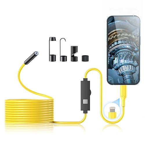 Miniatura 8 de Cámara endoscopio con luz, herramientas de boroscopio HD 1920P con 8 luces LED ajustables, endoscopio con cámara de serpiente semirrígida de 16.4