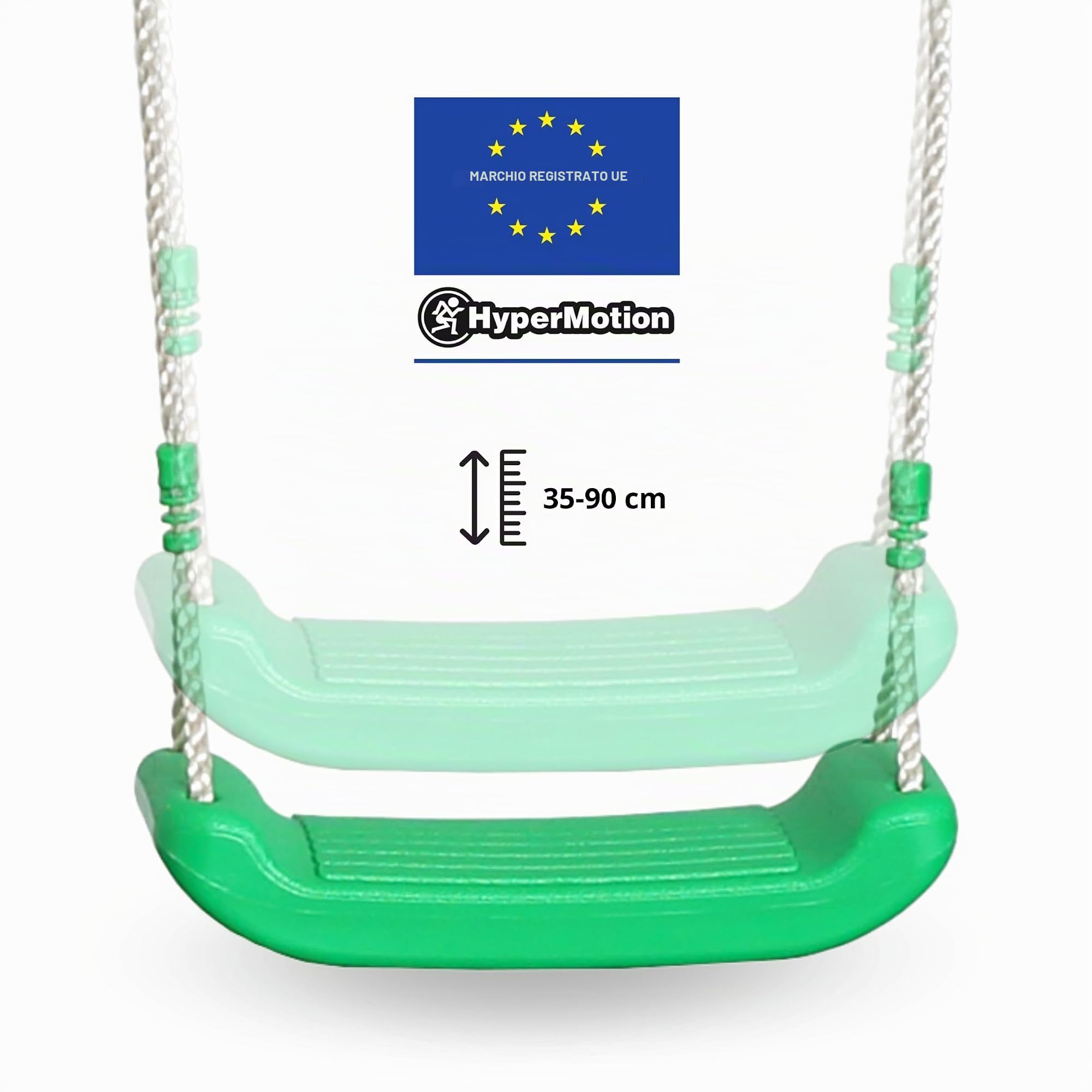 HyperMotion Altalena da Giardino XXL per Bambini, 2 Sedili, Scala, Trapezio, Corde Regolabili, Struttura in Acciaio Verniciato a Polvere, Max 150 kg, Modello SWING HYP17