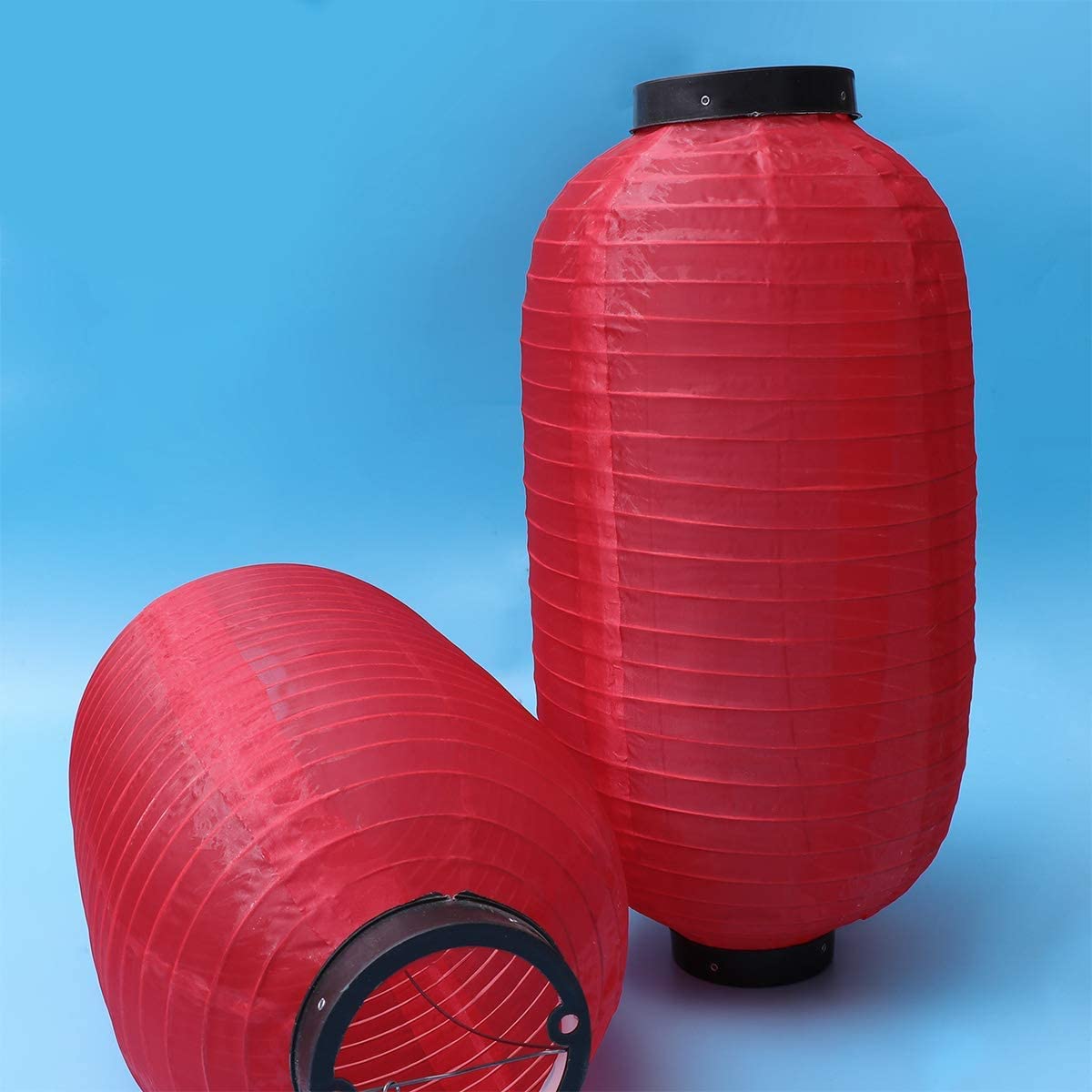 2 Lanterne Giapponesi In Seta 45cm Pieghevoli Per Decorazioni Festa Amosfun - 2
