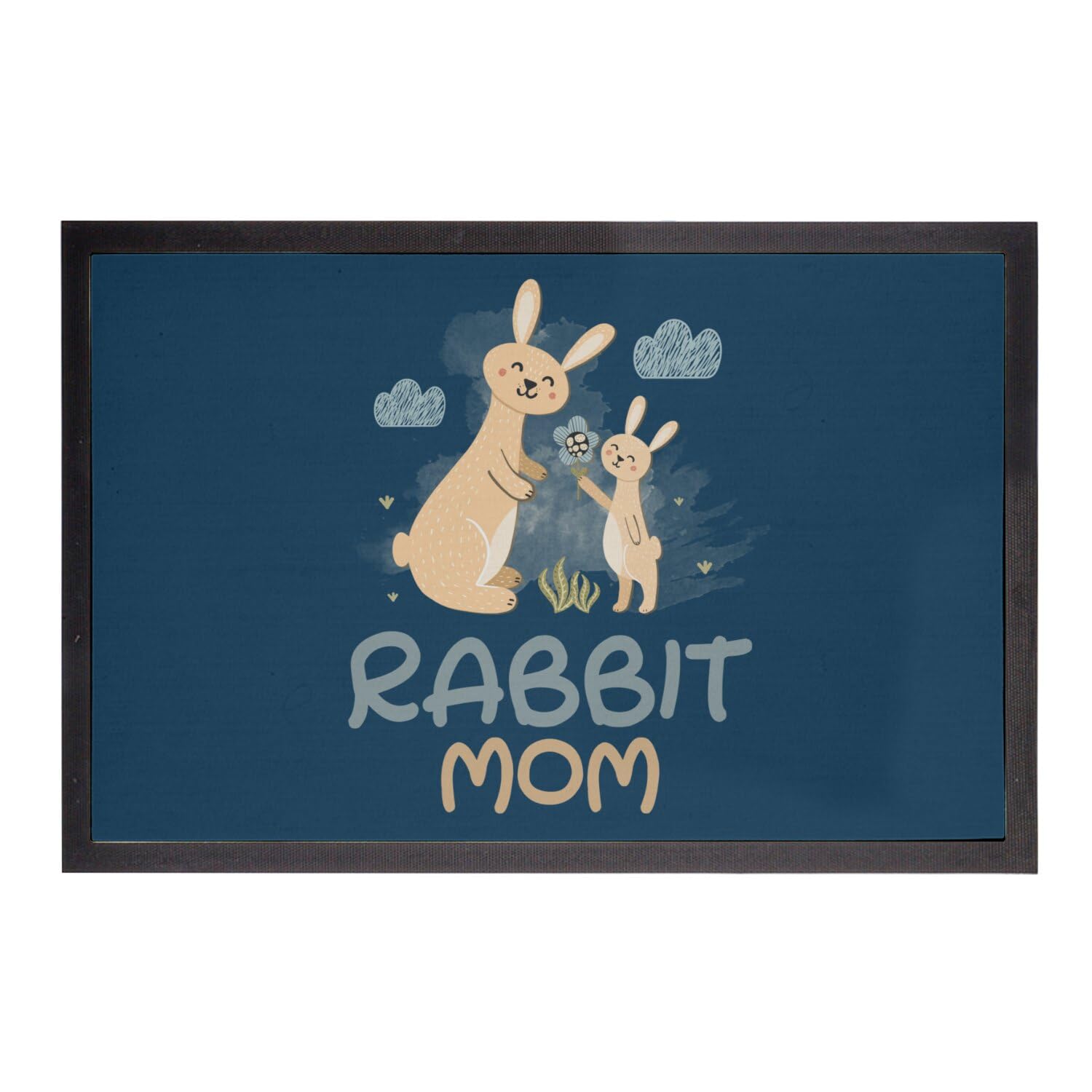 Paillasson bleu premium illustration lapin finitions soignées 75x50cm
