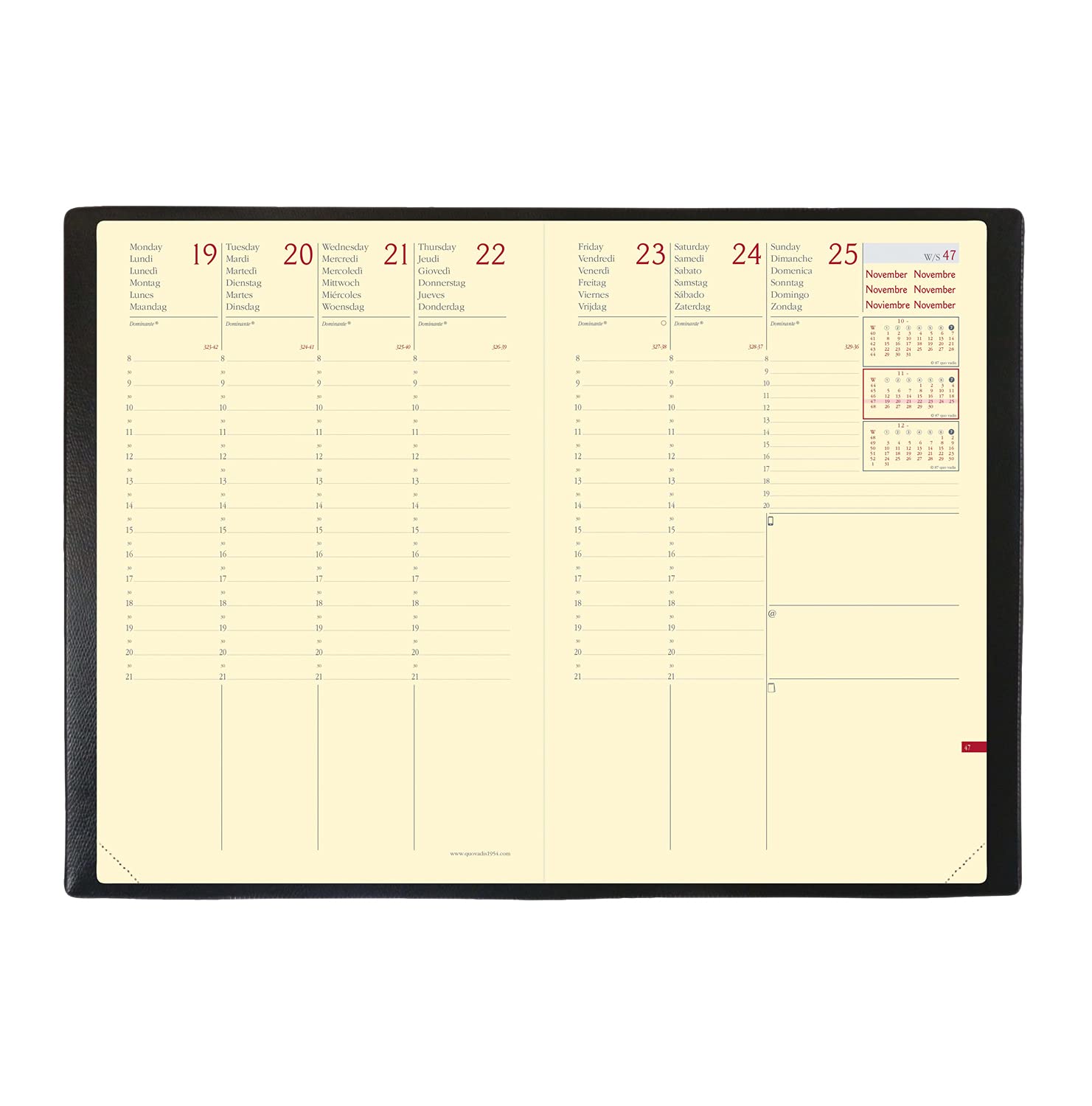 Agenda 2022 Ministre Prestige AC Silk Noir 16X24 286519Q, Black/White, A5 - Image 2