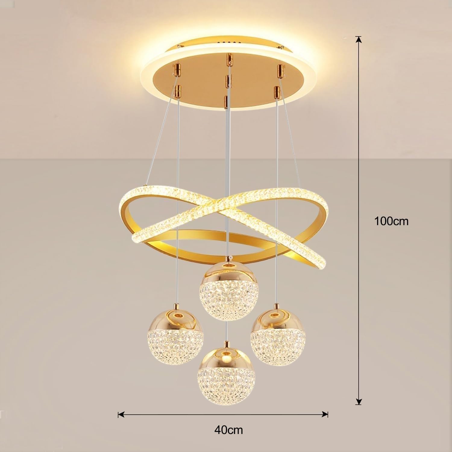 Kronleuchter Esszimmer moderne dekorative Innenbeleuchtung dimmbare LED Pendelleuchte Wohnzimmer mit Fernbedienung Deckenleuchte unregelmäßiger Ring kreatives Design geeignet Schlafzimmer Küche