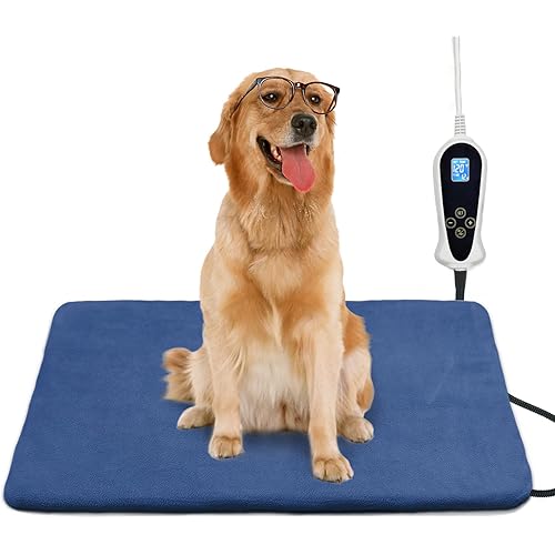 Cat Heating Pad,Electric Heating Pad for Cats Heated Cat Bed Indoor, Upgraded Adjustable Controller,Waterproof Heating Pad Cat Bed with Chew Resistant Steel Cord(PVC Pad, 28×18 in)
