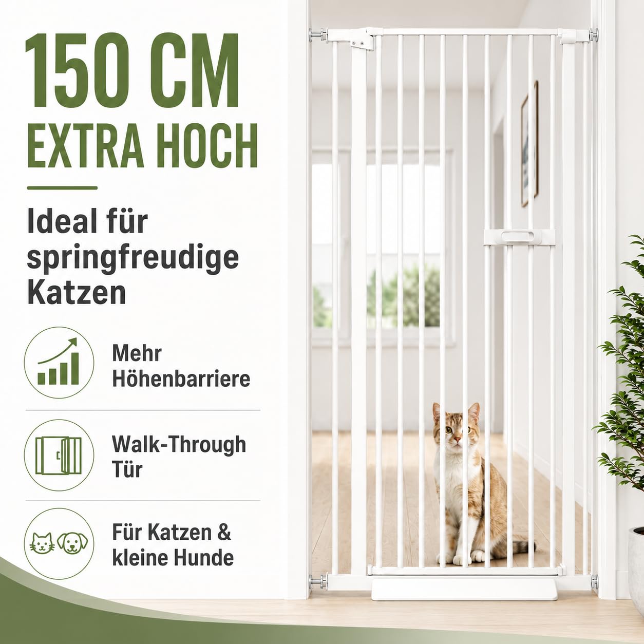 Türgitter 150cm ausziehbar mit Einhandgriff und Selbstschluss
