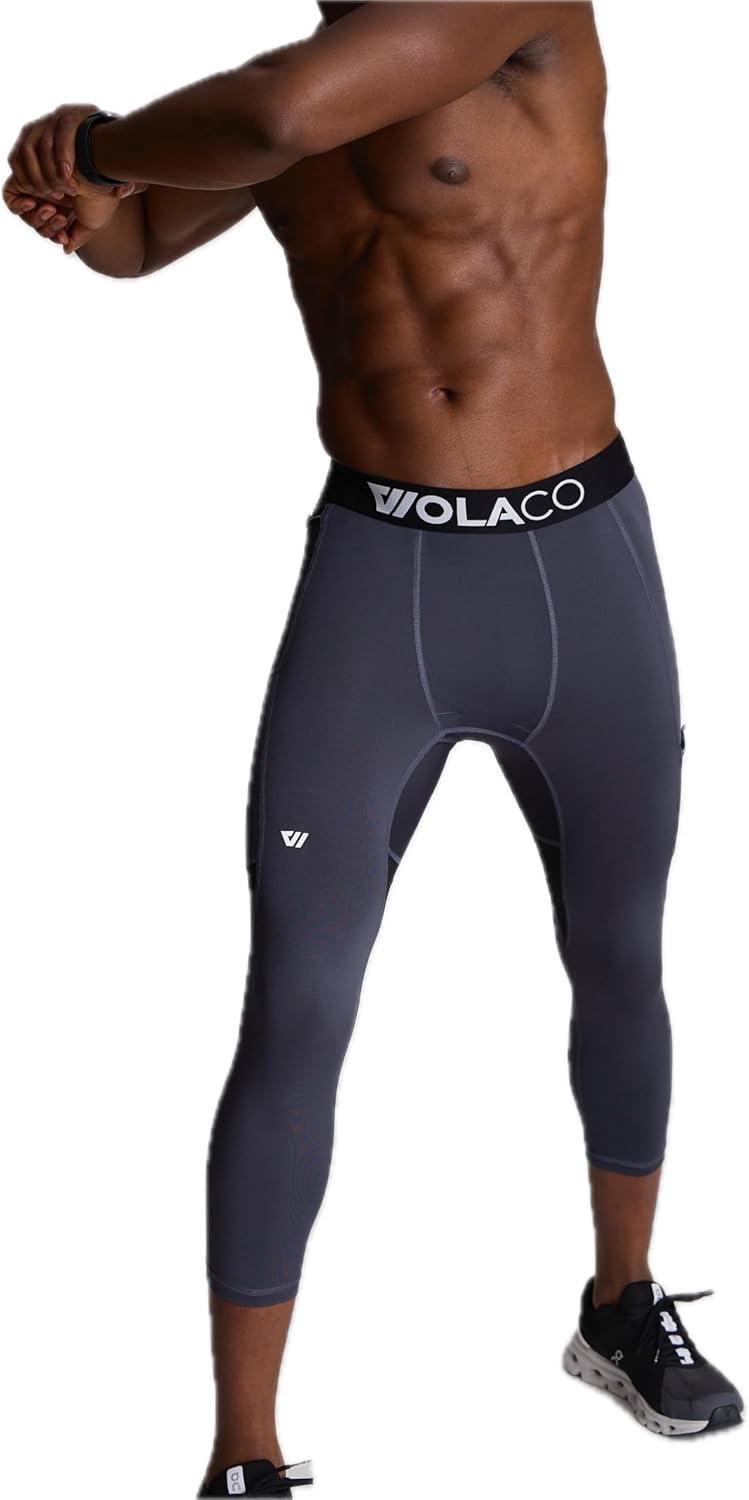 WOLACO Fulton 3/4 Compression Pant Athletic Baselayer Running Tights for Men