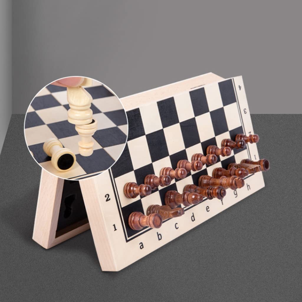 ZAW Schach Magnetische Schachfiguren Klappschachtbrett, High-End-gefertigtes Schach-Set Holzaufbewahrungsbox, Geschenk for Schachliebhaber und Erwachsene Chess (Größe : 29CM)