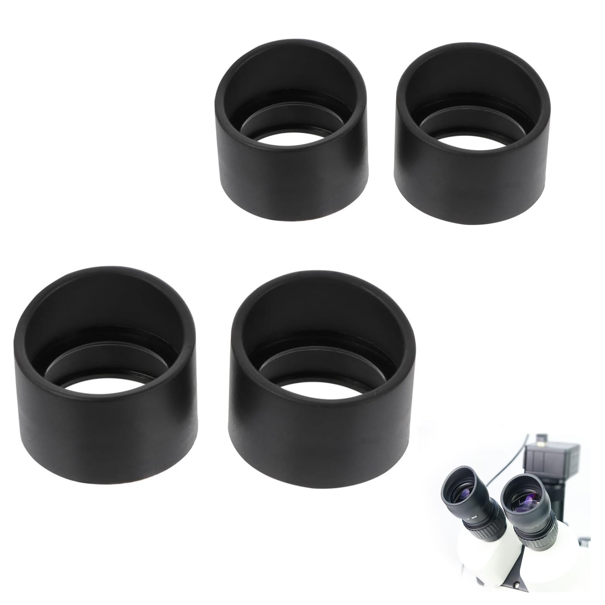 4 PCS Copas de Goma para Ocular 34-38mm Protector Ocular de Goma Suave para Ocular Cubierta de Goma para Ocular para microscopio estereoscópico Goma Suave ángulo Plano (34-38mm)