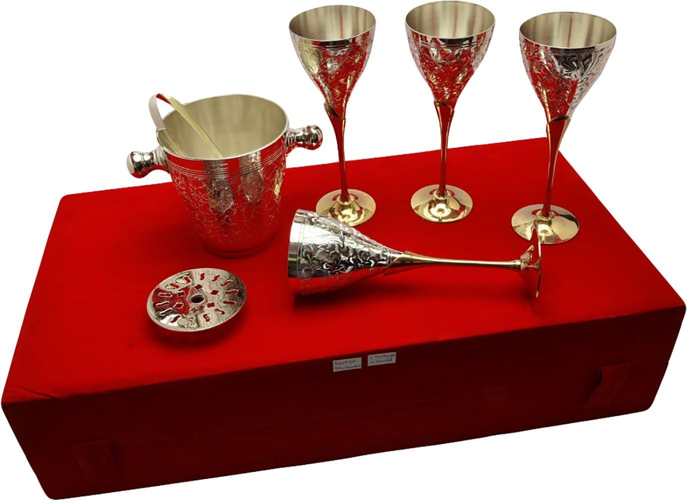 Jaipur Ace Royal Wine Glass/Goblet Set With Ice Bucket And Accessory Silver