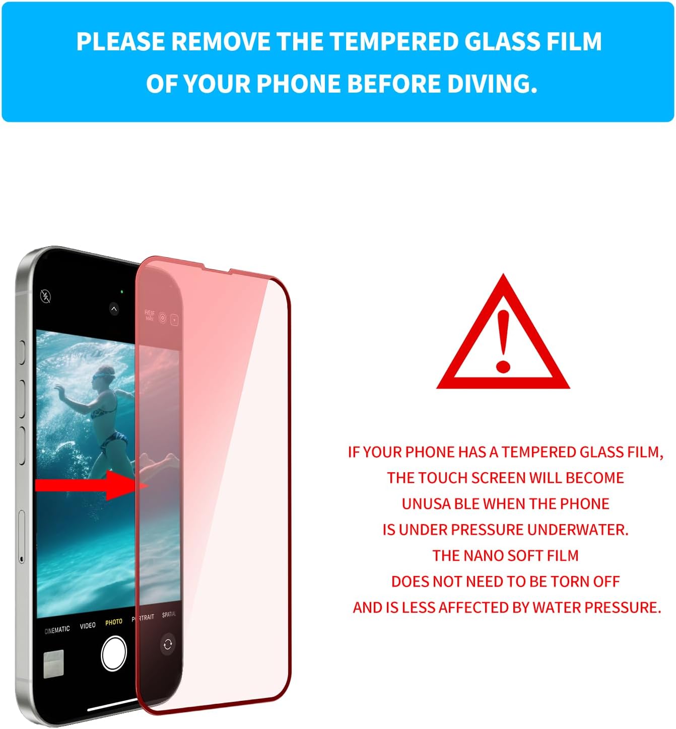 Underwater Snorkeling Phone case for iPhone and Samsung with Touchscreen, Waterproof and Snorkeling Compatible for iPhone 16 15 14 13 12 11 Pro Max/XS/X Samsung Galaxy (Blue, 4TH 33FT)