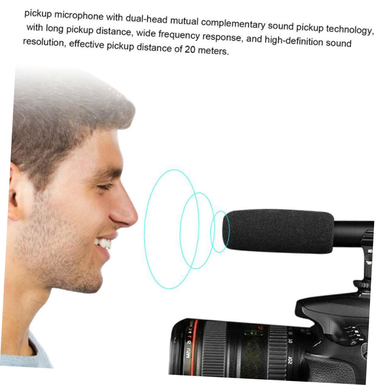 NUOBESTY Micrófono De Cámara Profesional para Entrevistas y Grabación DSLR Portátil Alta Sensibilidad Montaje Seguro y Amplio Rango De Captación y Creadores De Contenido Exteriores