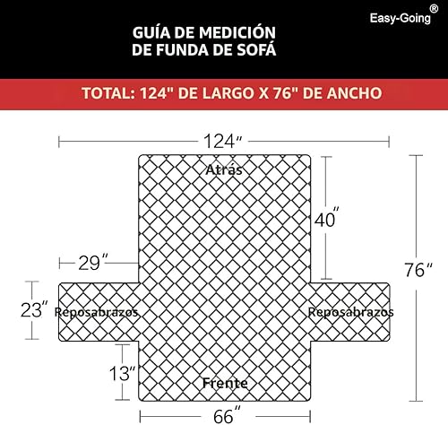 Miniatura 6 de Easy-Going - Funda de sofá reversible para sofá de 3 cojines, funda protectora de muebles para perros, resistente al agua con tubos de espuma