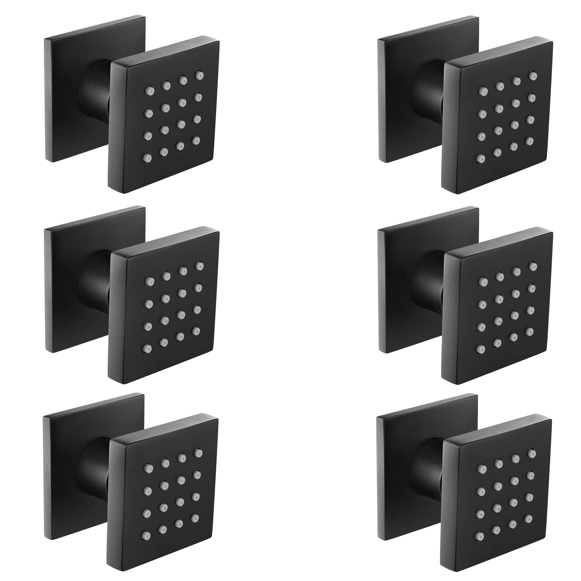 Enki Black Mp014, 6 Shower Jet Body Massagers Spray Spa Square Bathroom Sviwel