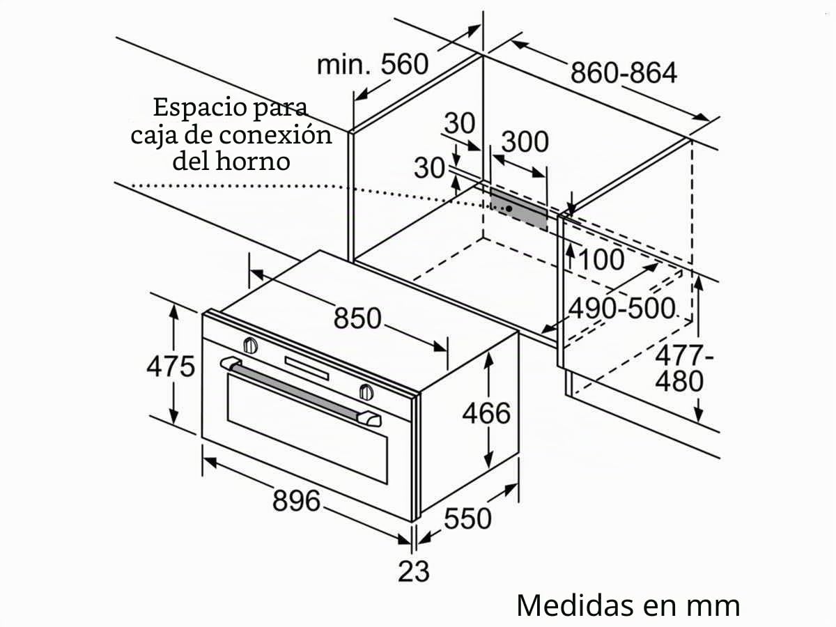 Bosch Serie 6 VBC5580S0 - Horno (Medio, Horno eléctrico, 85 L, 85 L, 50 - 280 °C, 280 °C)