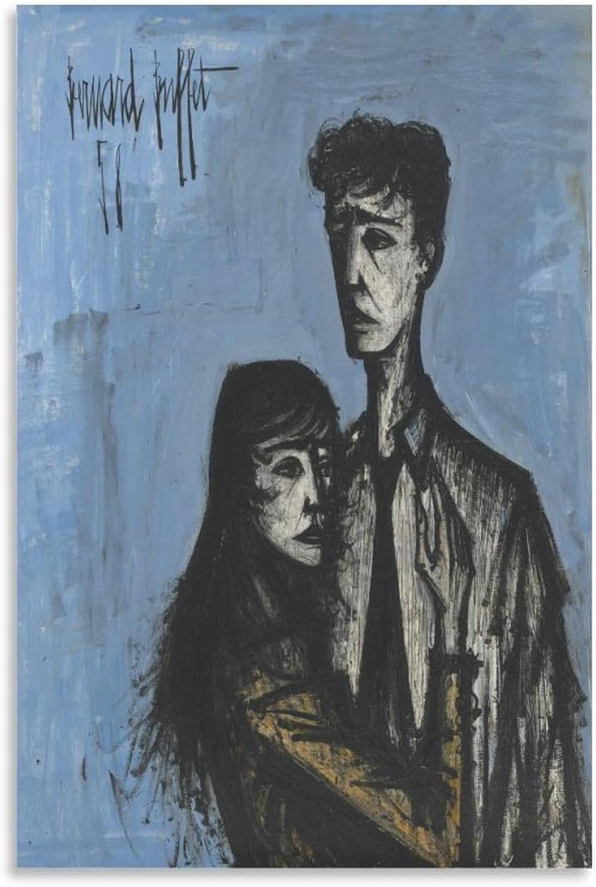 Rikin Liuff Lovers by Bernard Buffet Canvas Poster Wall Art 40x60cm Frameless