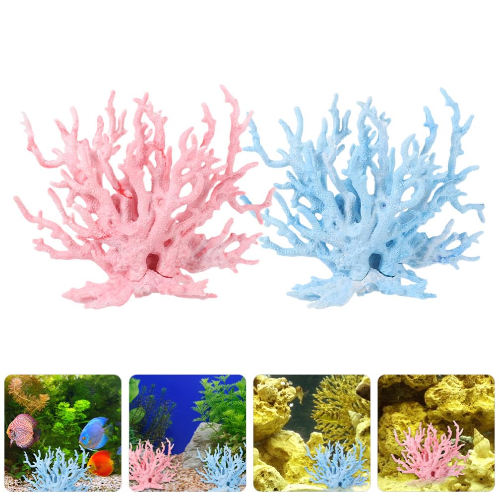 HANABASS 4 Pezzi Di Decorazioni Di Corallo Per Acquario Piante Acquatiche Finte Ornamenti Di Barriera Corallina Per L'arredamento Del Serbatoio Di Pesci Dell'acquario Paesaggistico