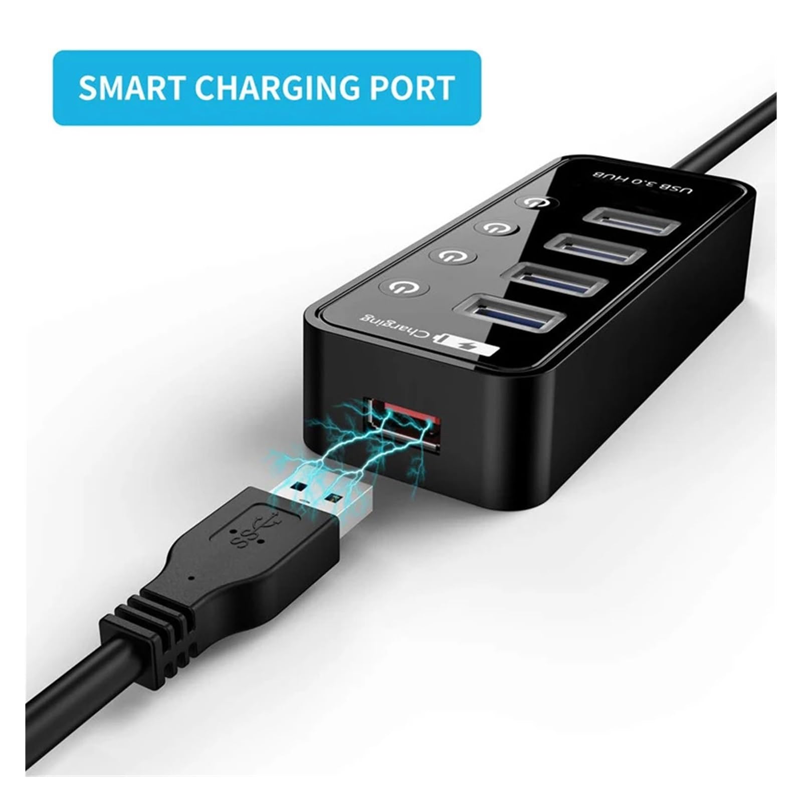 Caricatore HUB USB 3.0 Multi Porta 4/7 For Accessori For Laptop PC Con Adattatore Di Alimentazione Capacità Di Ricarica Rapida(7 port with plug)